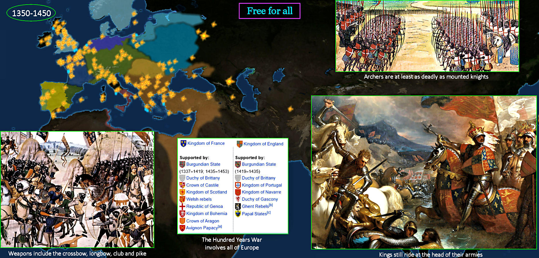 Hundred Years' War, 1350-1450 map